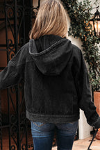 Drop-Shoulder Hooded Denim Jacket