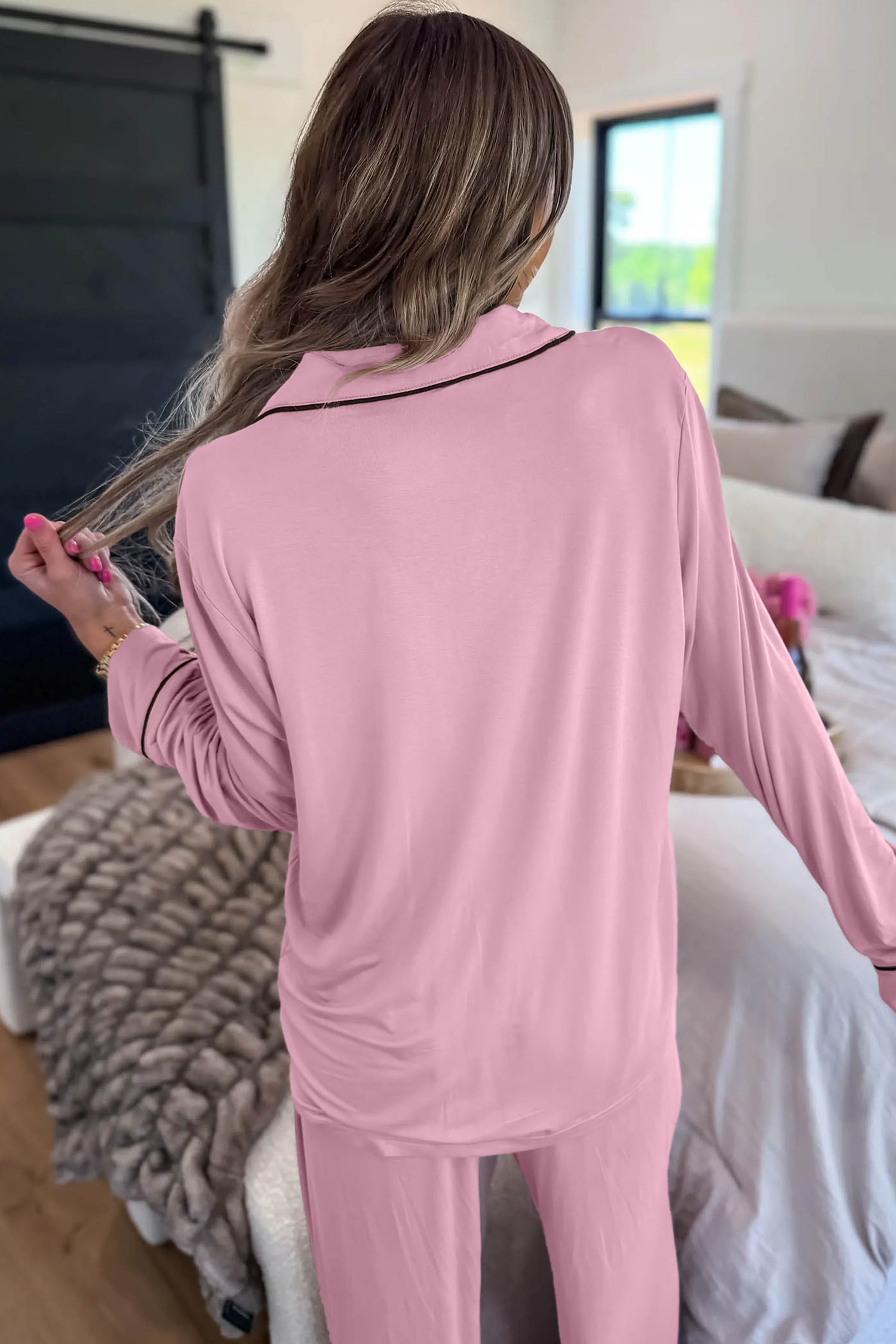 Colorblock Patchwork Long-Sleeve Lounge Set