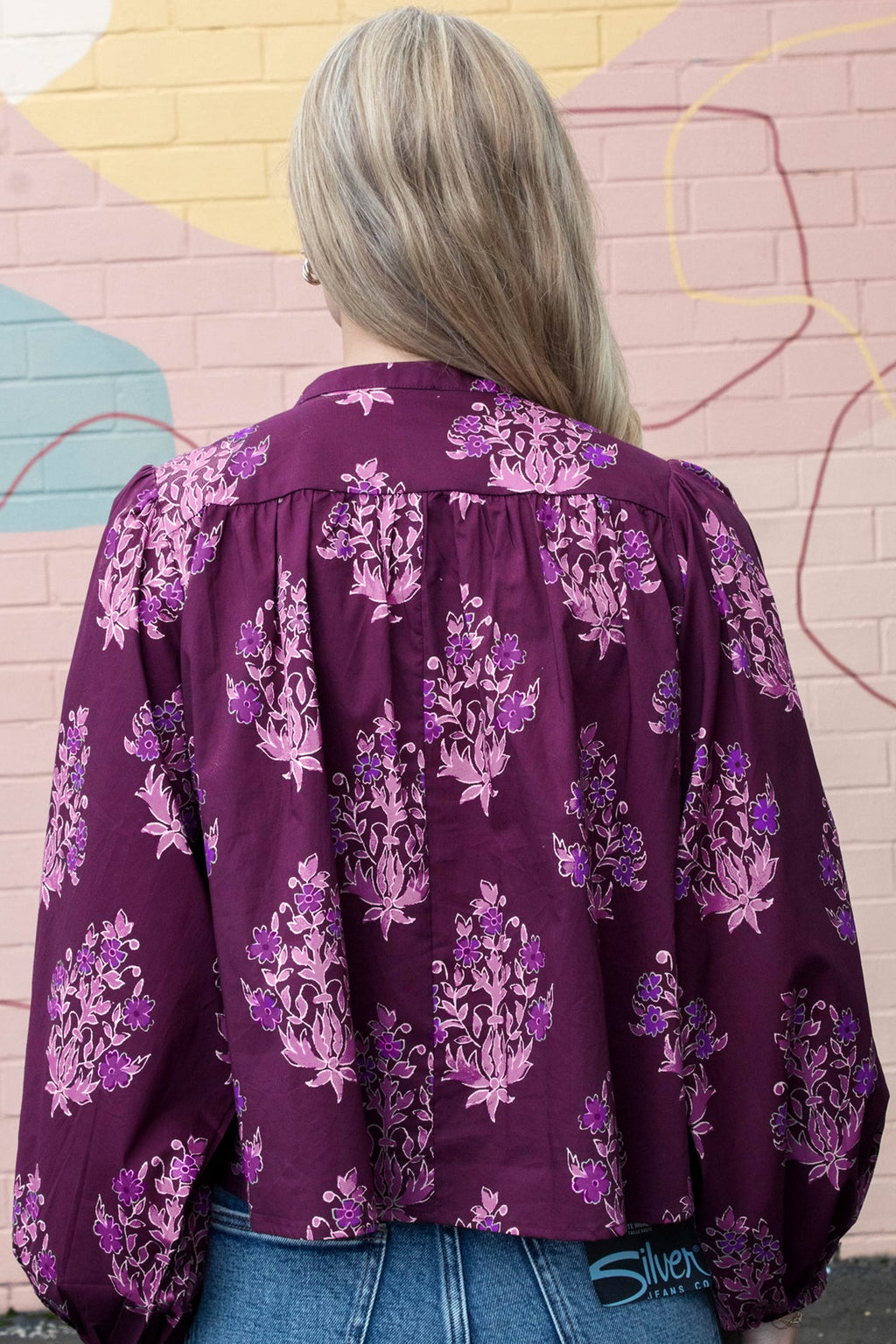 Floral Button-Front Puff-Sleeve Shirt