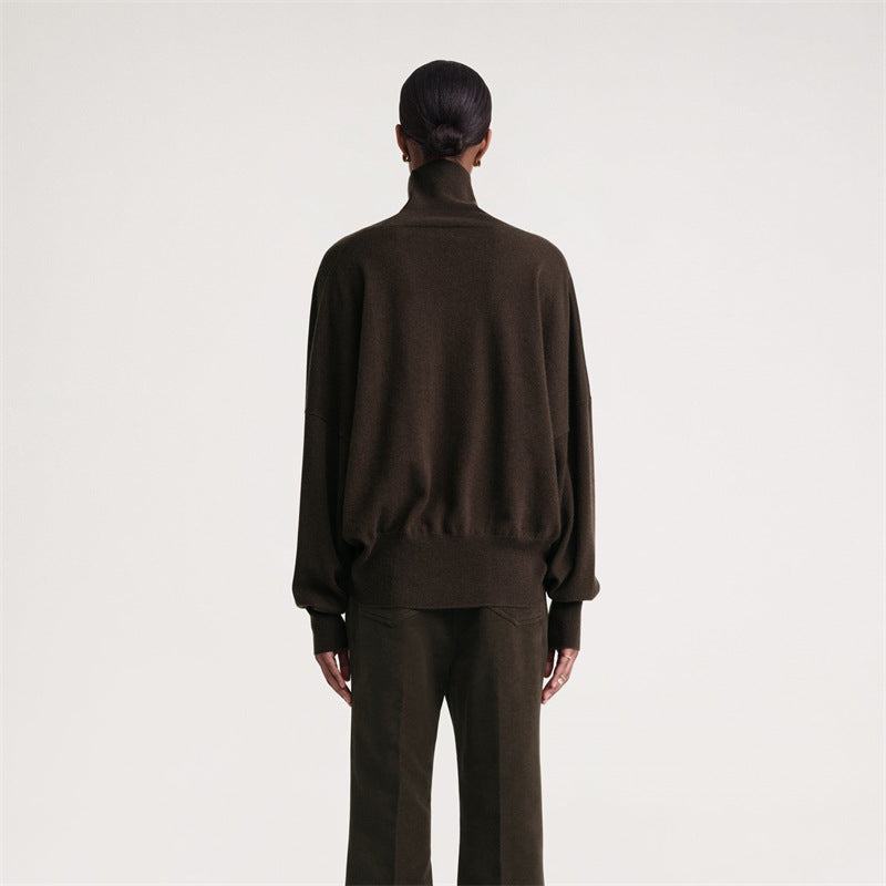 Batwing-Sleeve Cashmere Turtleneck Sweater