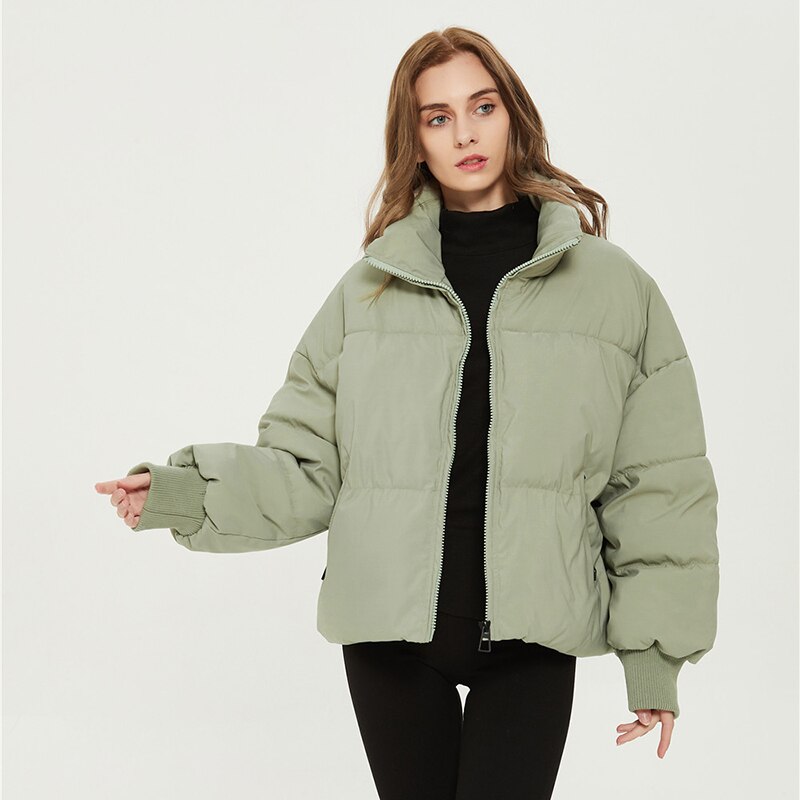 Stand-Collar Zip-Front Cotton Puffer Jacket