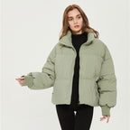 Stand-Collar Zip-Front Cotton Puffer Jacket
