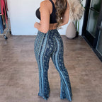 Bohemian Print Stretch Flare Pants