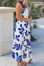 Floral Print Tie-Back Sleeveless Maxi Dress