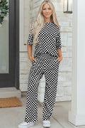 Checkered Half-Sleeve Tee and Lounge Pants Set