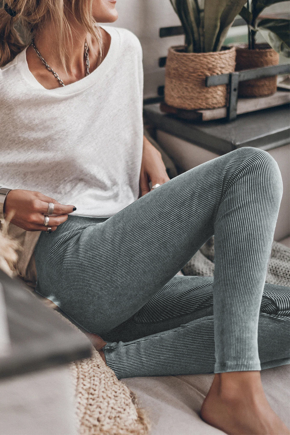 Vintage Wash Ribbed Leggings