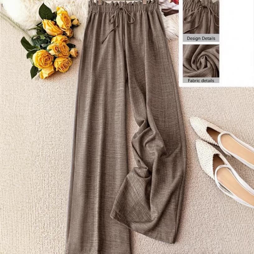 High-Waist Drawstring Straight-Leg Pants