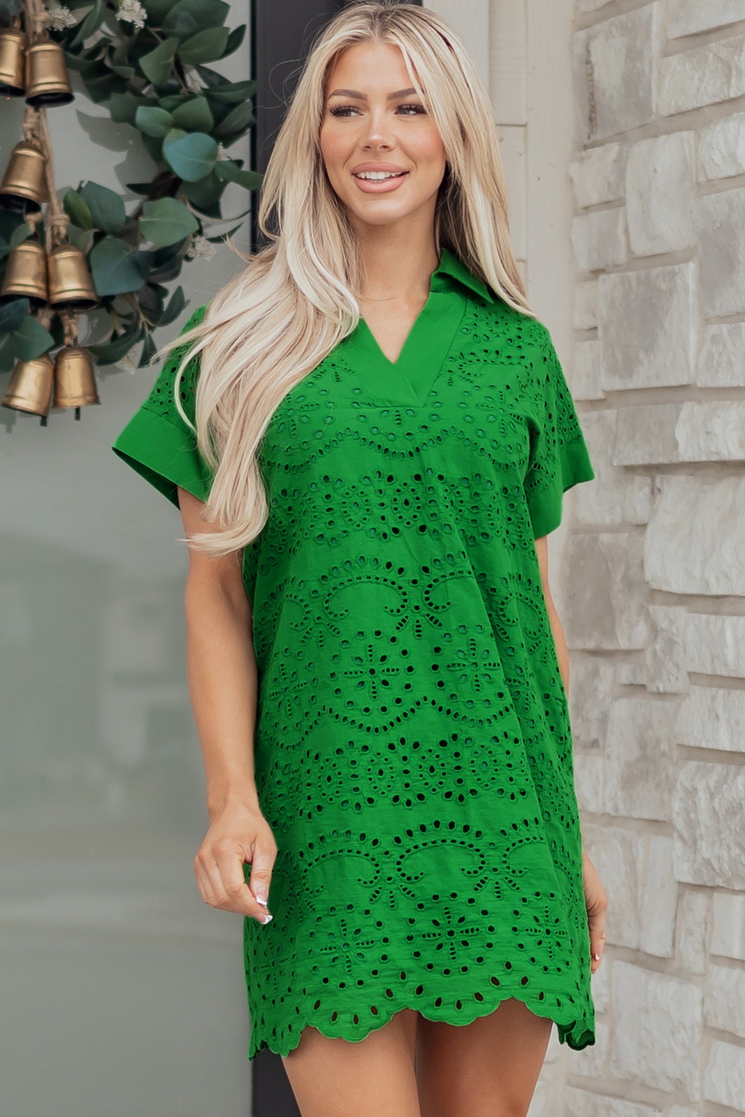Eyelet Embroidered T-Shirt Mini Dress