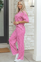 Checkered Half-Sleeve Tee and Lounge Pants Set