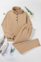 Half-Button Sweatshirt and Sweatpants Set