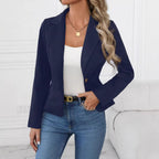 Single-Button Notch-Lapel Cropped Blazer