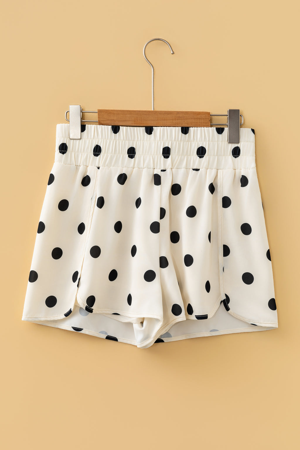 Polka Dot Shirred-Waist Shorts