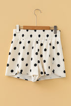 Polka Dot Shirred-Waist Shorts