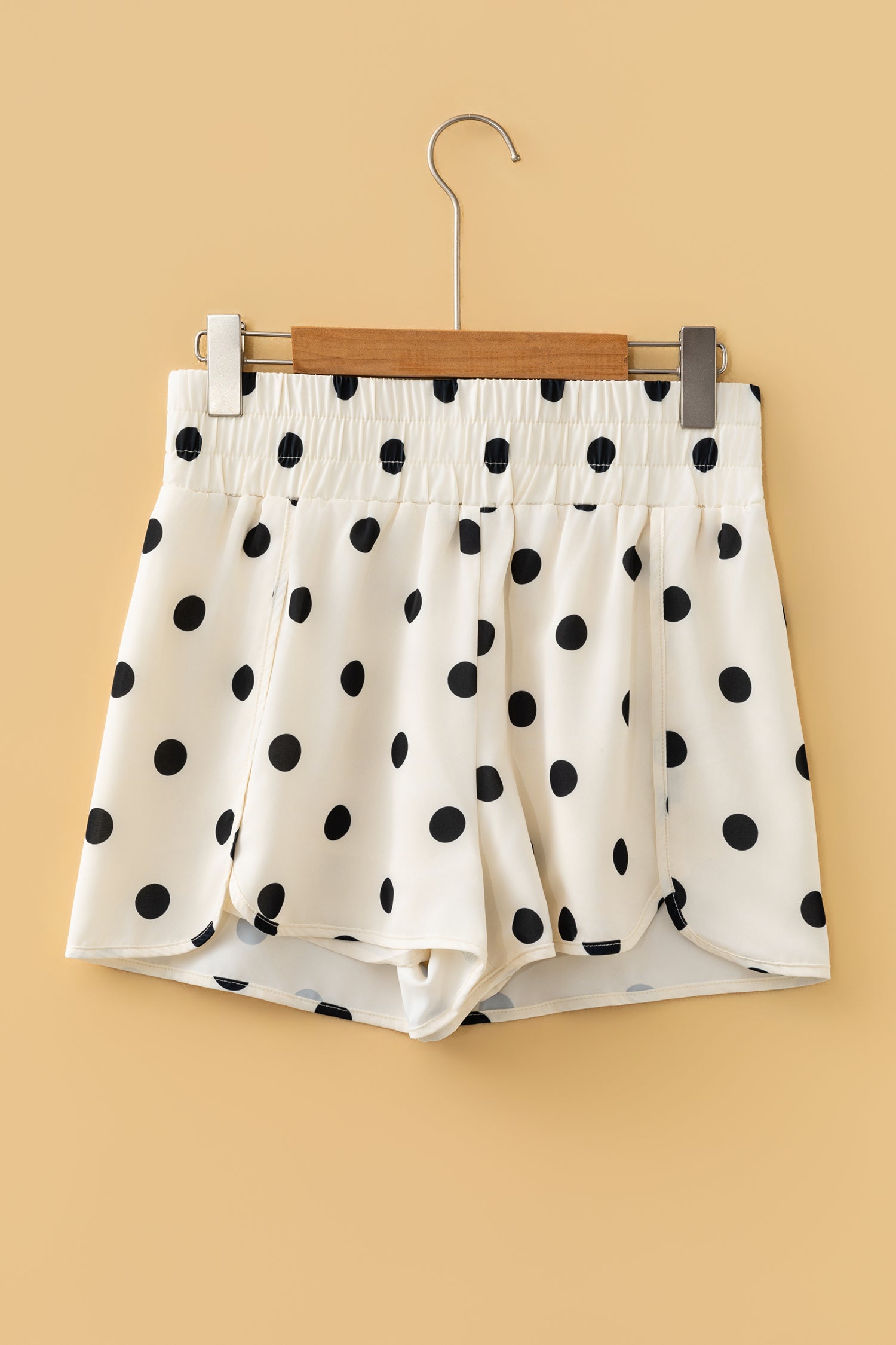 Polka Dot Shirred-Waist Shorts