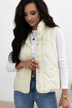Quilted High-Neck Button-Up Vest