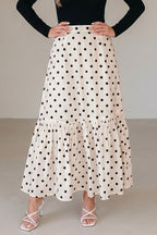 Polka Dot Split-Hem Maxi Skirt