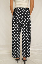 Polka Dot Mid-Rise Straight-Leg Pants