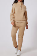 Half-Button Sweatshirt and Sweatpants Set