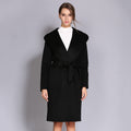 Hooded Belted Wool Wrap Coat