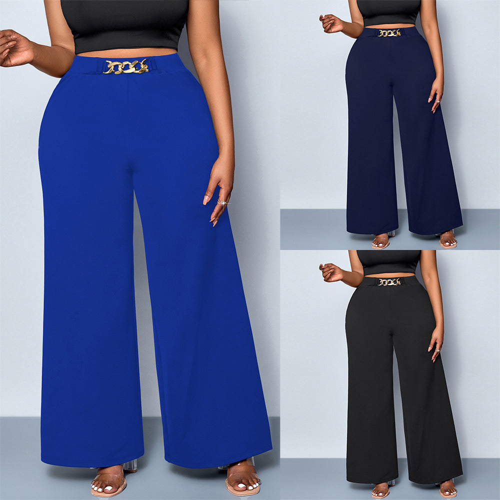 Metal-Buckle Mid-Rise Pants