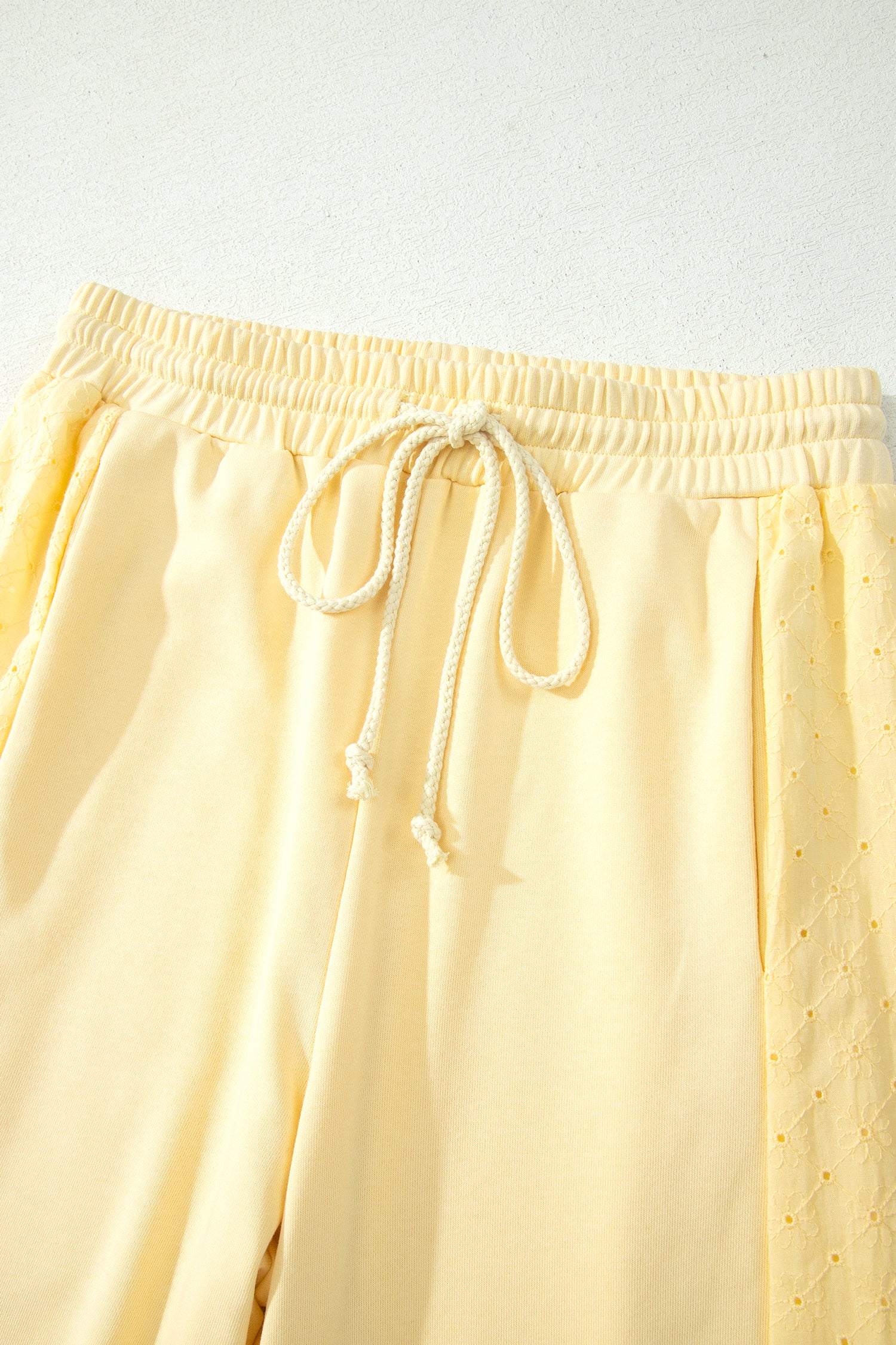 Eyelet Lace Cropped Pullover and Drawstring Pants Set
