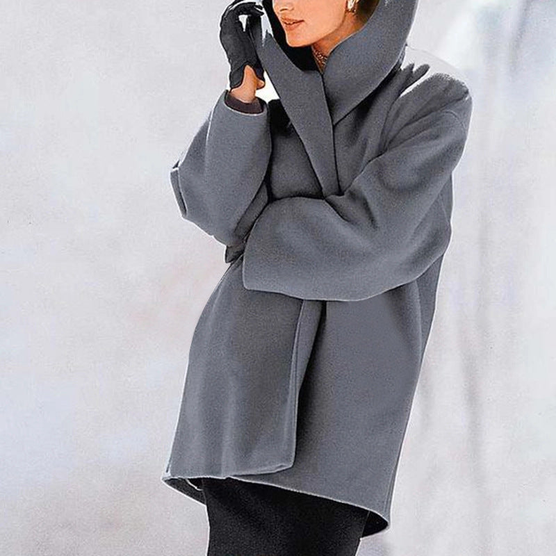 Hooded Drop-Shoulder Swing Coat