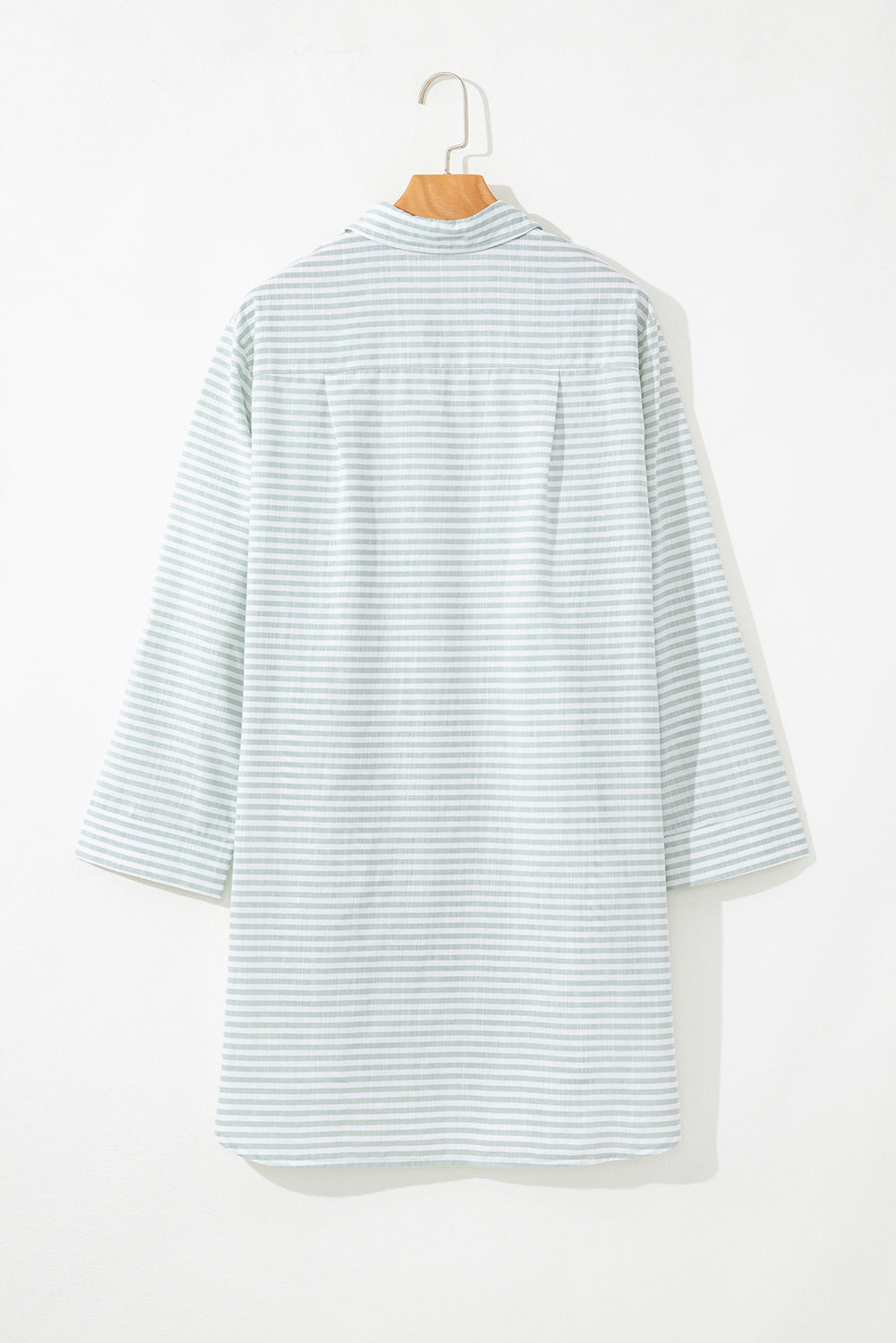 Striped Collared Long-Sleeve Beach Cover-Up