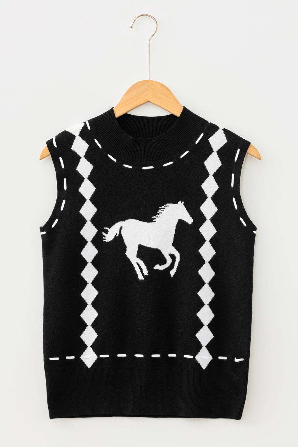 Western Geometric Print Mock Neck Sweater Vest