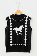 Western Geometric Print Mock Neck Sweater Vest