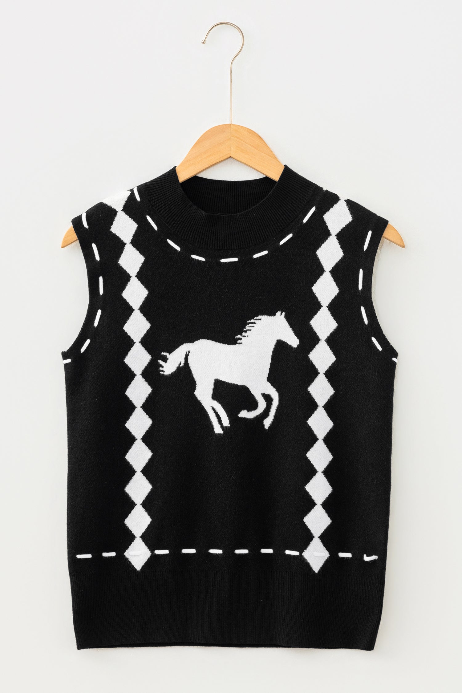 Western Geometric Print Mock Neck Sweater Vest