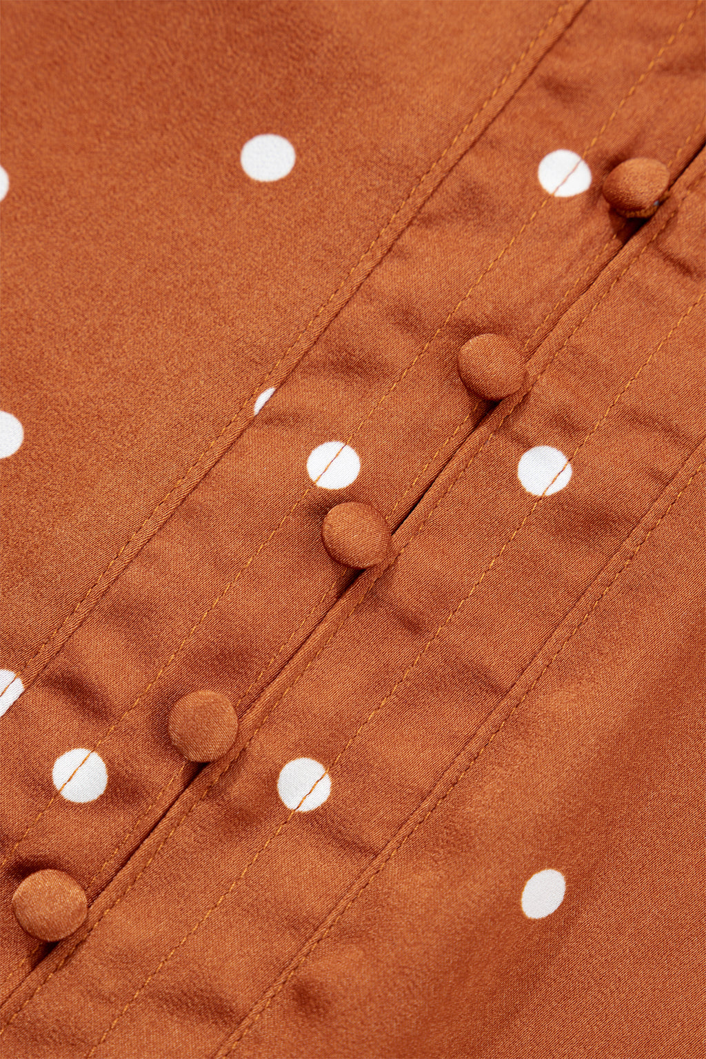 Polka Dot Half-Button V-Neck Blouse