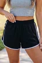 Contrast-Trim Pleated Shorts