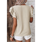 Petal-Sleeve Round-Neck Relaxed Top