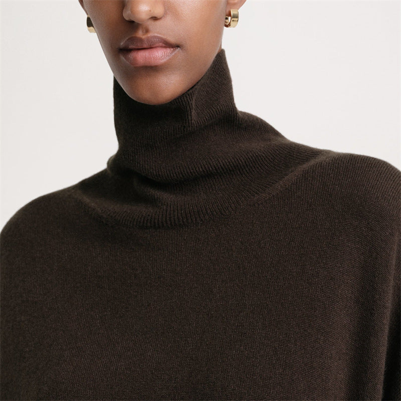 Batwing-Sleeve Cashmere Turtleneck Sweater