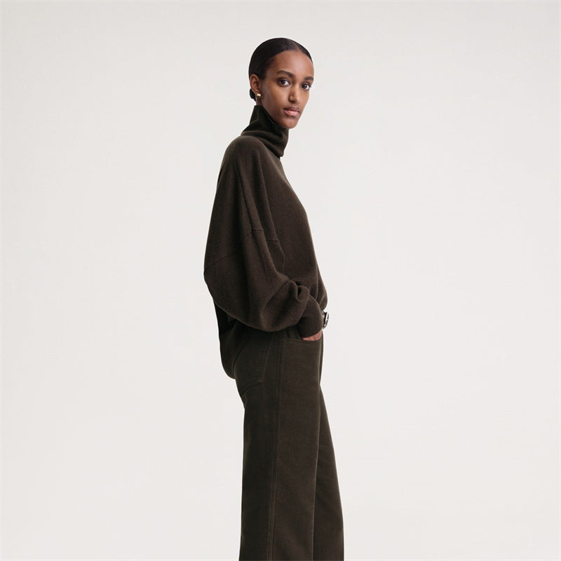 Batwing-Sleeve Cashmere Turtleneck Sweater