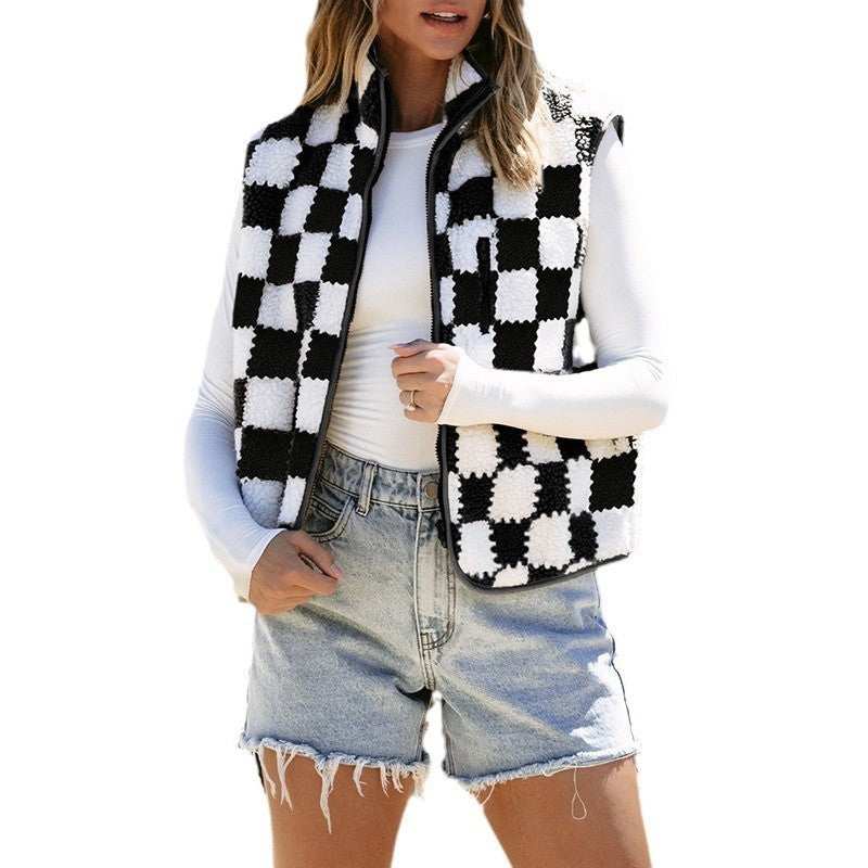 Checkerboard Sherpa Vest