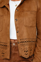 Faux Suede Cutout-Detail Jacket