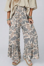 Camo Print Wide-Leg Pants