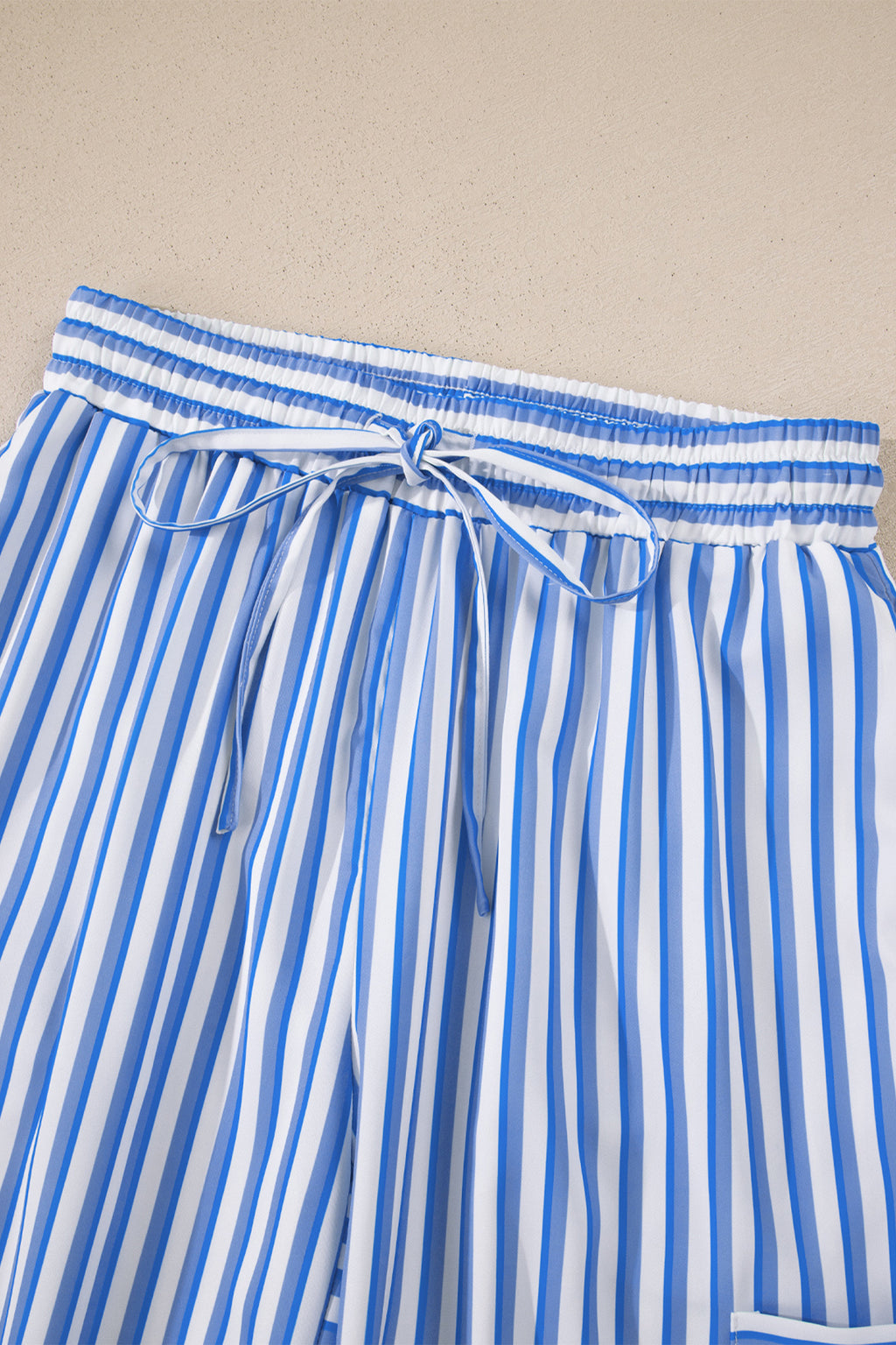 Striped Patch-Pocket Wide-Leg Ankle Pants