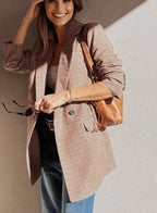 Houndstooth Lapel-Collar Blazer