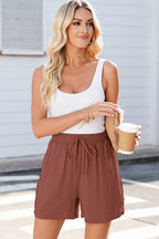 Lace-Trim Drawstring Waist Loose Shorts