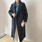 Raglan-Sleeve Double-Faced Wool Long Coat