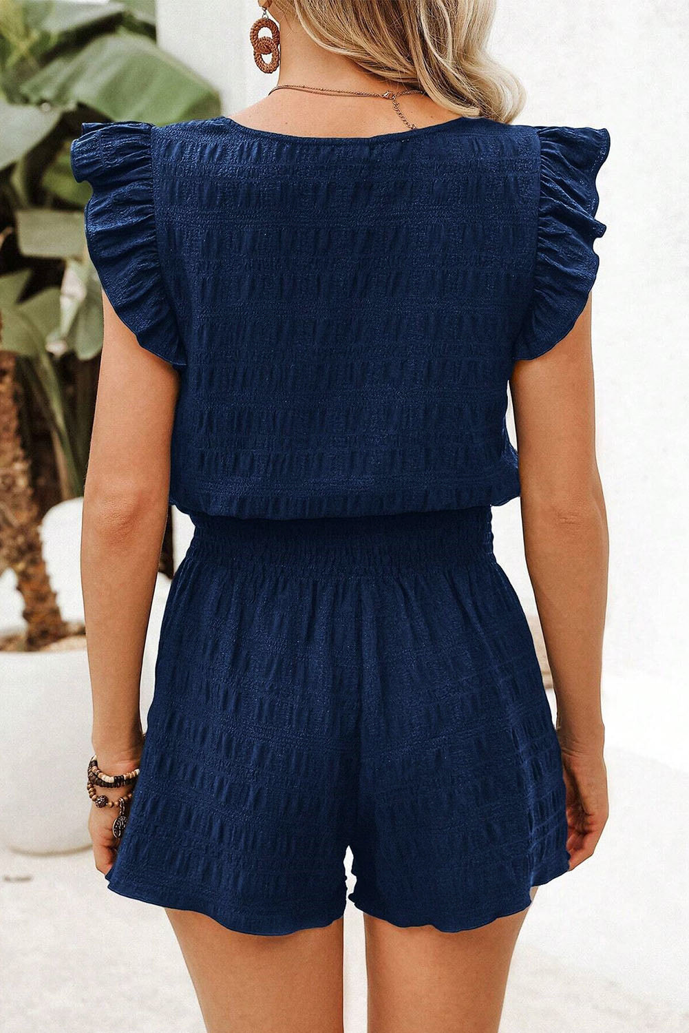 Textured Square-Neck Top and Shorts Set