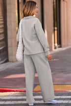 V-Neck Top and High-Waist Pants Set