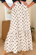 Polka Dot Split-Hem Maxi Skirt
