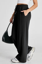 Seamed High-Waist Wide-Leg Sweatpants