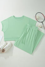 Ribbed-Trim Tee and Drawstring Pants Set
