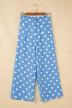 Polka Dot Mid-Rise Straight-Leg Pants