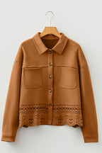 Faux Suede Cutout-Detail Jacket