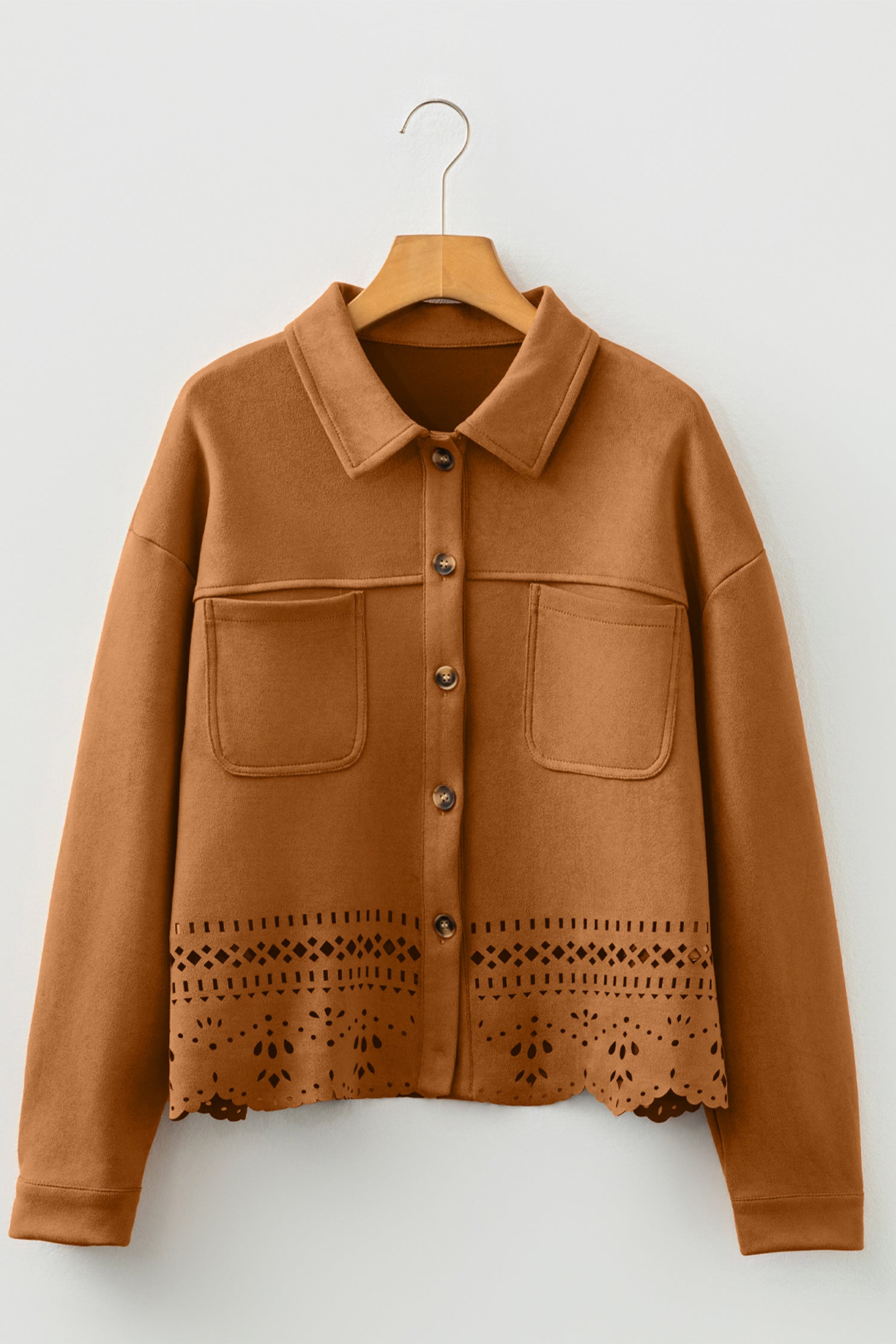 Faux Suede Cutout-Detail Jacket